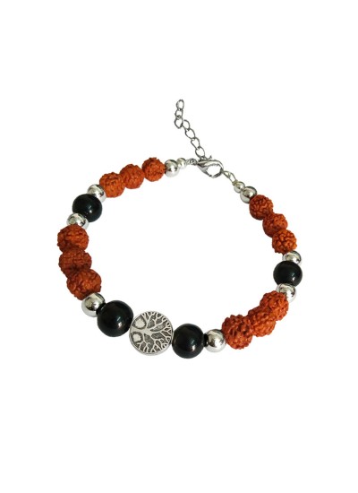 Stylish  Tree of life Black Quartz Rudraksha Bracelet